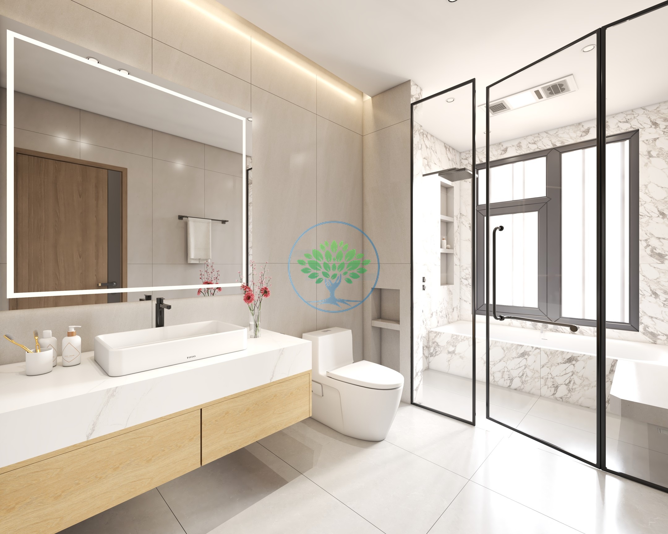 Phòng tắm nhà phố 3 tầng Thành Đô, Ô Môn — TDL.Cons